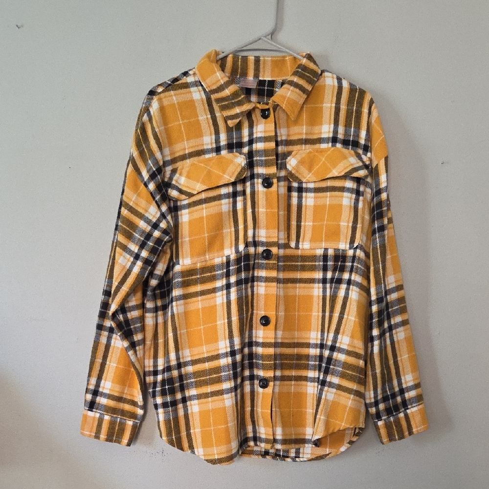 2/$15 No Boundaries Yellow Fleexe Plaid Shirt (XL)